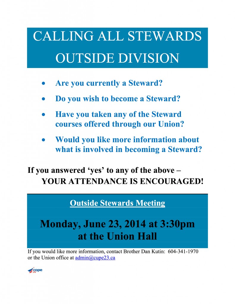 Outside Steward Meeting NOTICE  14-06-23