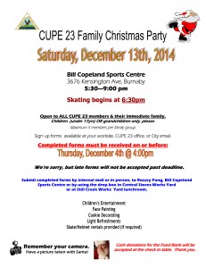 2014 Cupe 23 Family Skating Party Poster Dec 13th