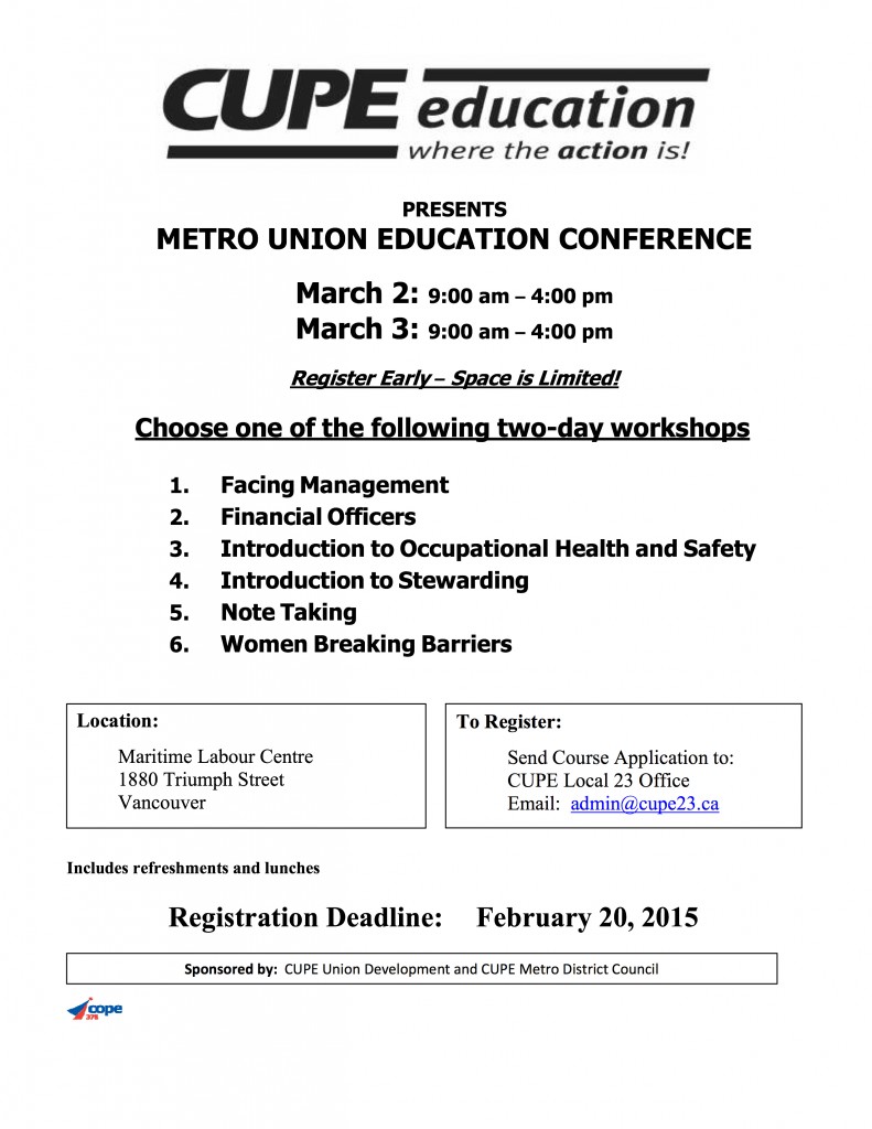 CUPE Metro Educ Conference 15-03-18