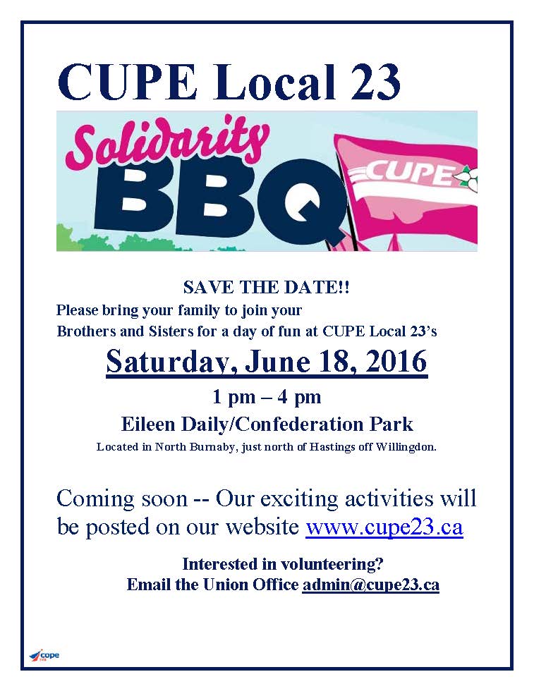 2016 CUPE BBQ Save the Date Flyer