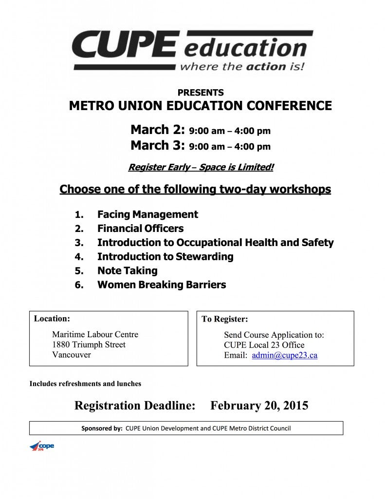 CUPE Metro Educ Conference 15-03-18