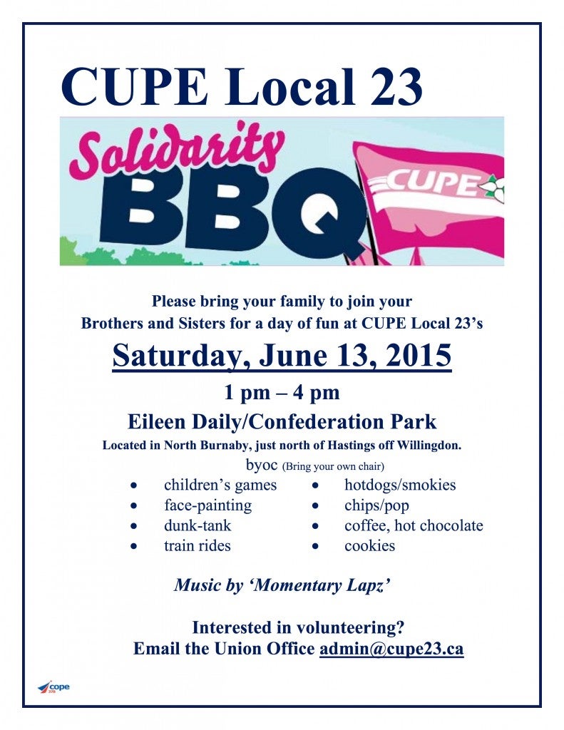 CUPE BBQ Flyer 2015