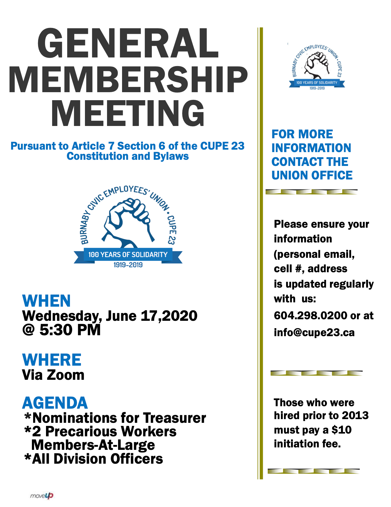 June Membership meeting – CUPE 23