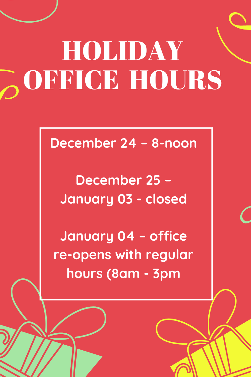 Holiday Office Hours CUPE 23